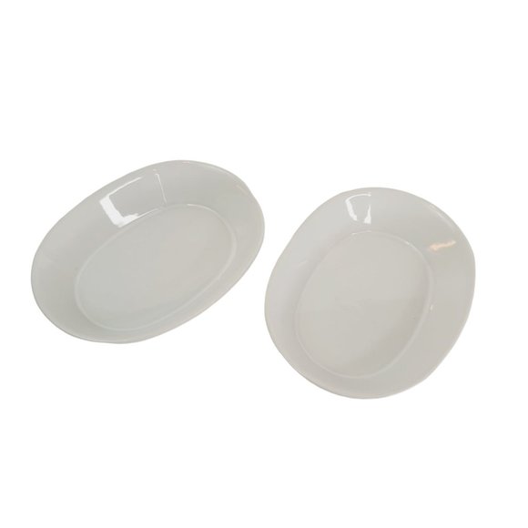 Set of 2 VINTAGE White Fluted Oval Creme Brulee/Quiche Baking Dishes/Ramekins - Picture 2 of 6